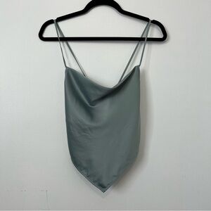 OAK + FORT Teal Women's Satin Scarf Tank Top Cowl Neck